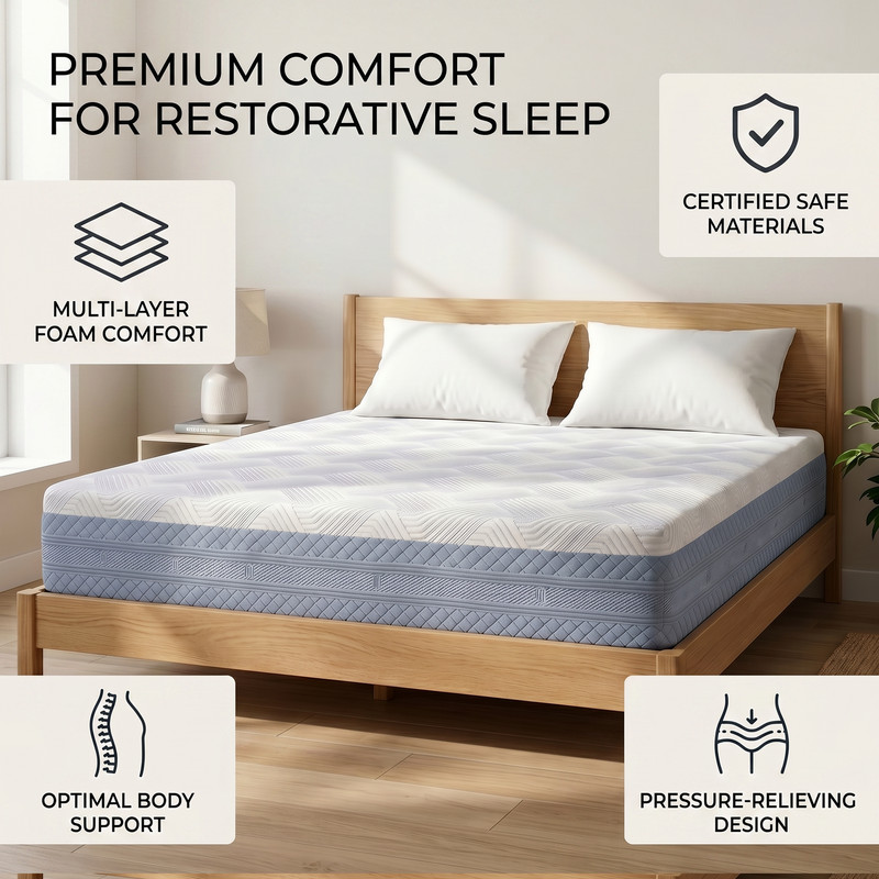 King Size Mattress 12 Inch High Density Soft Support Memory Foam Mattress Safety