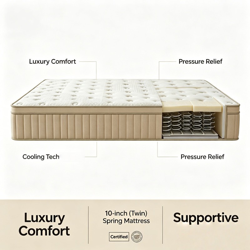 10inch Premium Gel Memory Foam Mattress Hybrid Spring Twin Size Bed In A Box gallery