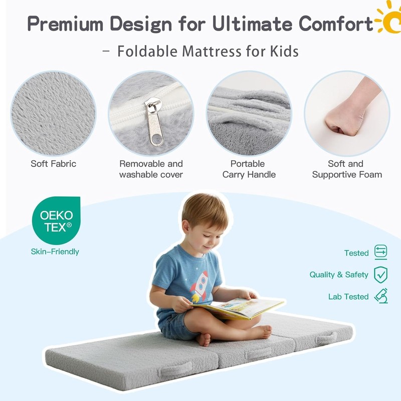 Foldable Floor Mattress for Kids -Daycare Sleeping Futon or Floor Mat with St... gallery