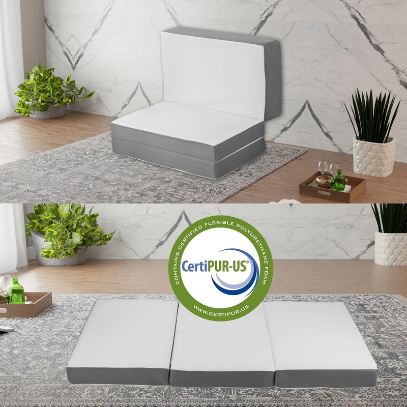 4-Inch Tri-Folding Gel Memory Foam Portable Floor Mattress | Breathable Mesh, Ul gallery