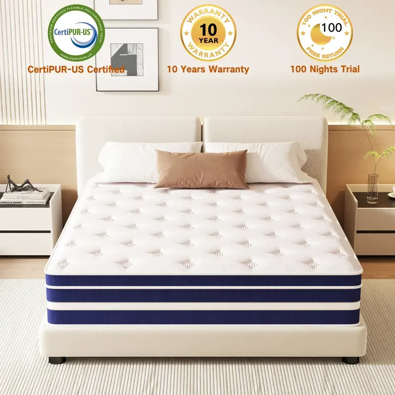 12in Gel Memory Foam & Spring Hybrid Mattress Breathable King size Bed In a Box gallery
