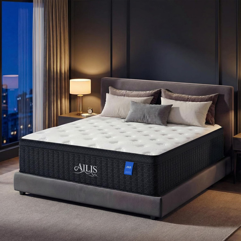 ailis Queen Mattress, 14 Inch Queen Hybrid Mattress in a Box, Medium Firm with U