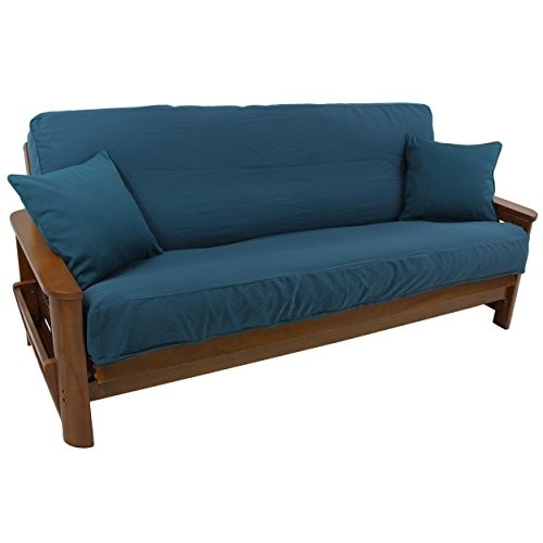 Solid Twill Full Futon Cover Set with Two 18 In Throw Pillows Set of 3