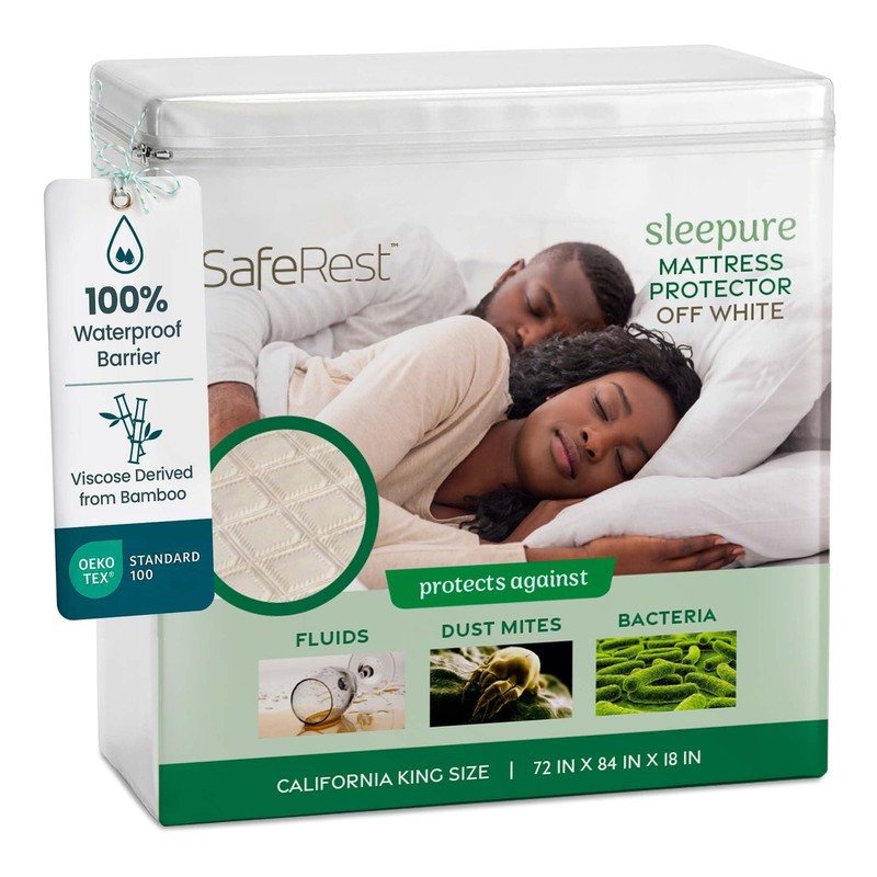 SafeRest Waterproof California King Size Mattress King, Off White