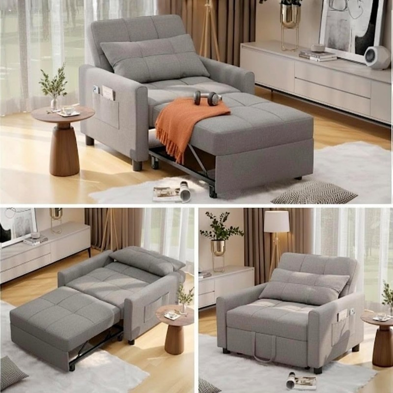 Convertible Sleeper Chair, 3-in-1 Sofa Bed with Adjustable Design,