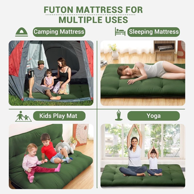 Twin Full Size Floor Mattress,Portable Roll Up Mattress Sleeping Pad for Dorm US gallery