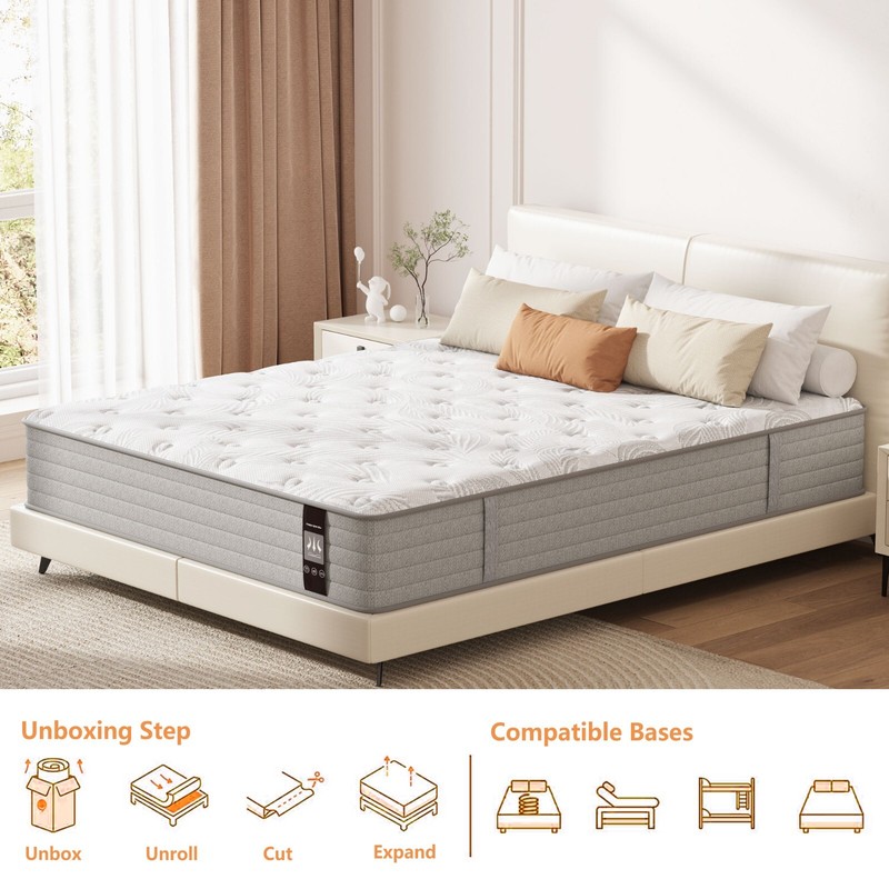12" Twin Hybrid Mattress in a Box Gel Memory Foam Independent Spring Mattress gallery