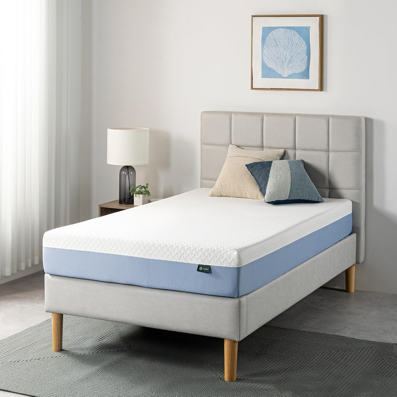 8-Inch Twin Cooling Essential Memory Foam Mattress, White, Medium Feel, Fibergla