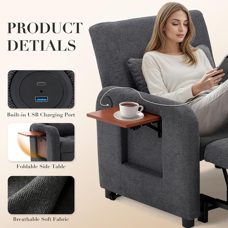 Convertible Sleeper Chair-Fabric Futon Sofa Bed, Single Sleeper gallery