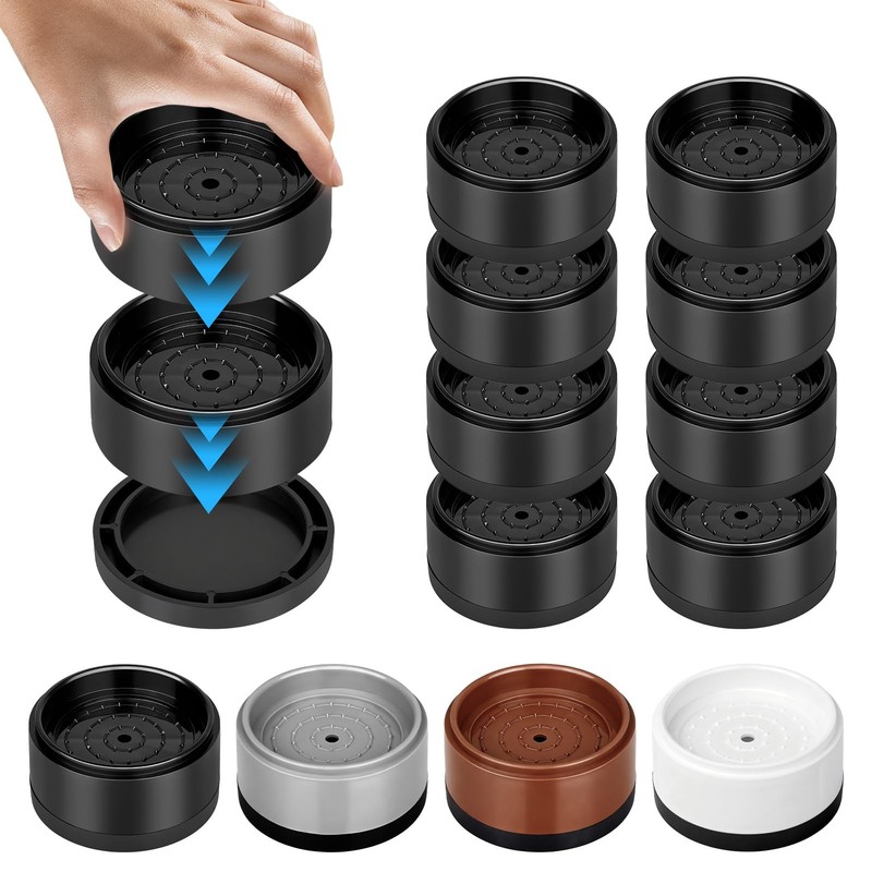 1" Heavy Duty Furniture Risers Set of 8, Round 1 Inch, Black 8 Pack