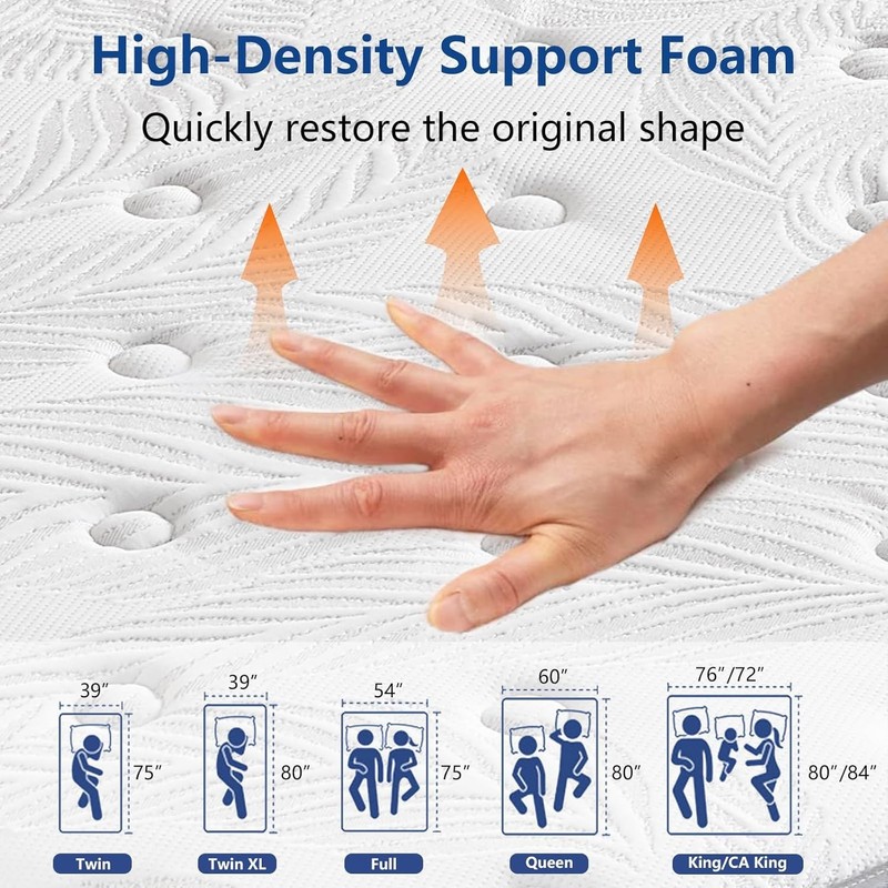 14" Cal King Mattress Hybrid Spring Medium Firm Gel Memory Foam Bed in a Box gallery
