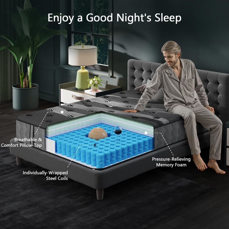 Twin Mattress, 10 Inch Luxury Hybrid Twin Size Mattress in a Box, Cooling Gel Me gallery