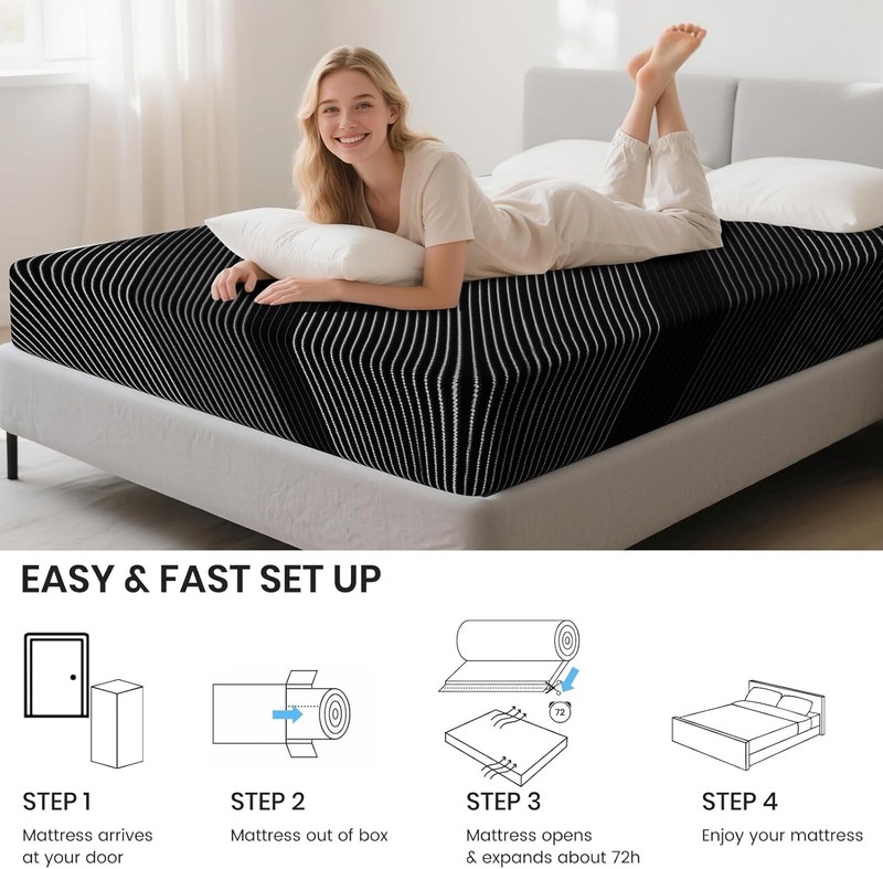 Twin XL Mattress 10" Twin Full Queen King Size Gel Memory Foam Mattress in a Box gallery