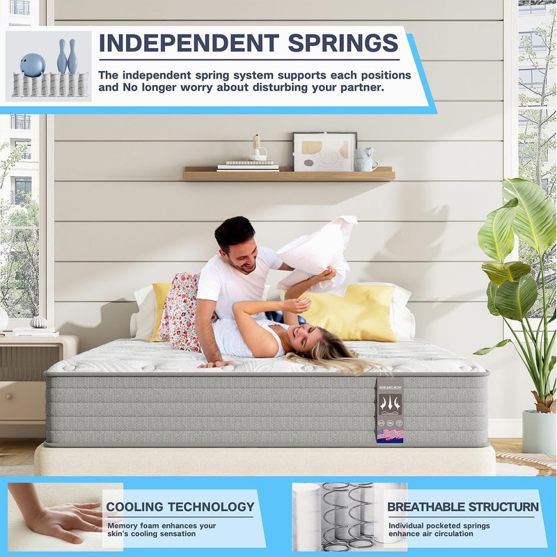 12" Cal King Hybrid Spring Gel Memory Foam Mattress California King Bed In a Box gallery