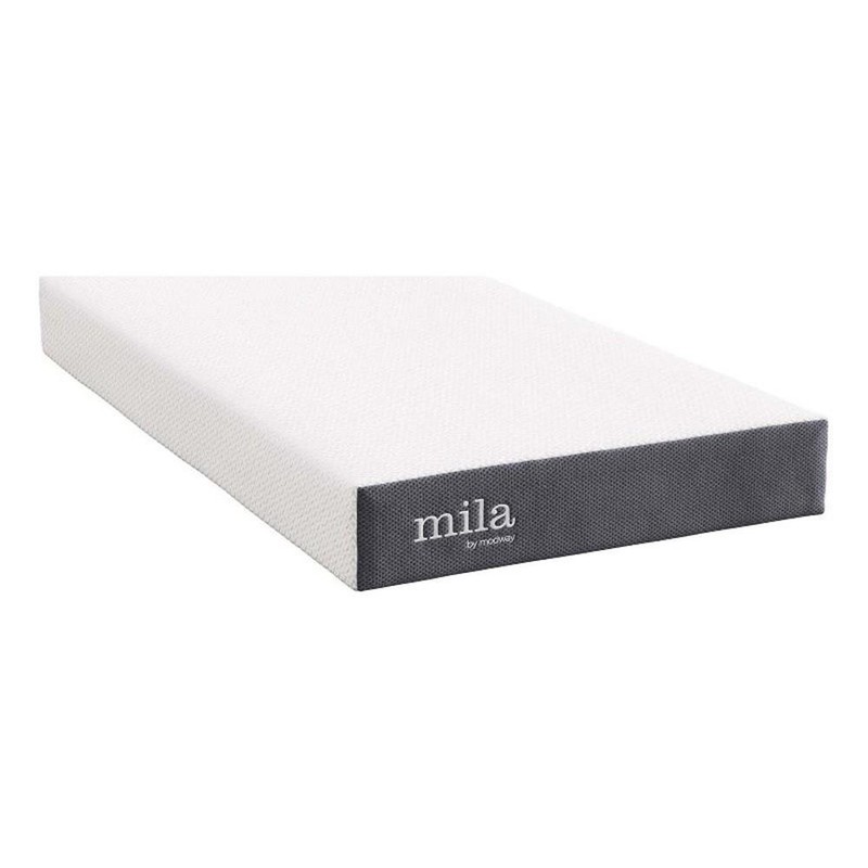 Pemberly Row 8″ Twin Modern Style Memory Foam Mattress in Gray Finish